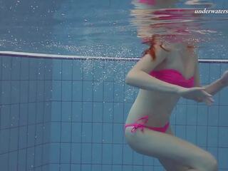 Pleasant pink bikini cookie Lera underwater
