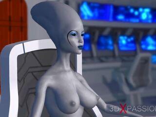 Sci-fi Female Alien Plays with Black lady in Space.