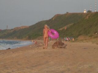 College babe Agnes Walks Around The Beach Full Nude (With An Audience)