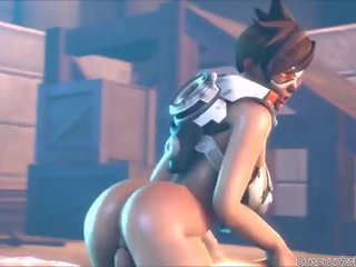 Hot to trot Short Hair Tracer from Overwatch gets Fucked Hard