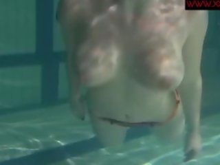 Underwatershow dengan kecil siskina besar payudara