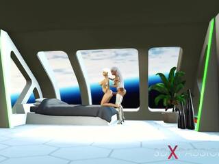 3d sci-fi android dickgirl fucks enchanting moderate in space. | xhamster