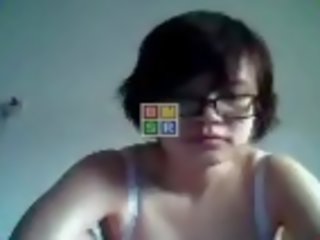 Chinese darling Skype undressing (Real)