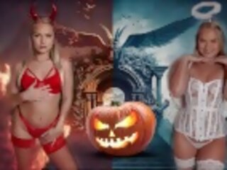 Sexselector - celebrating halloween met aanlokkelijk blondine pawg in verleidelijk uitrusting (harley koning)