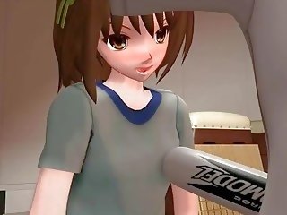 Hentai hentai studenten körd med en baseboll bat