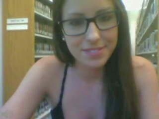 Sweet Chick with Glasses Mastrubte in Library: Free sex movie a4 | xHamster