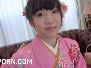 18yo Japanese schoolgirl Dressed In Kimono Like superior Blowjob And Pussy Creampie X rated movie vids