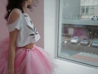 Attractive Sveta Dancing Wearing a Pink Ballerina Tutu