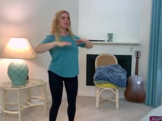 Stepson helps stepmom begin an exercise vid - Erin Electra