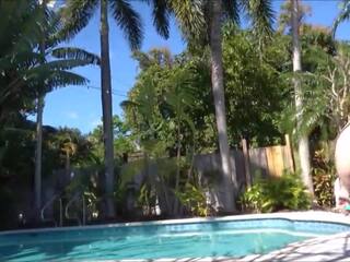 Poolside dirty film with Sweet Blonde Girlfriend-perfect mistress