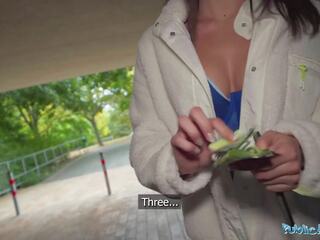 Public Agent Spanish teen outdoor POV public blowjob tight pussy filled with big dick