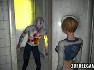 Short Haired 3D Blonde seductress Gets Fucked By A Zombie