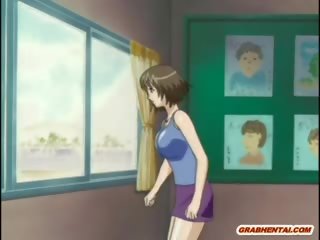 Seks mengikat tubuh animasi pornografi dengan penyebaran alat kemaluan wanita mendapat air cannon