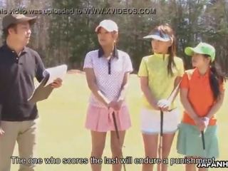 Asijské golfové šlapka dostane v prdeli na the ninth otvor