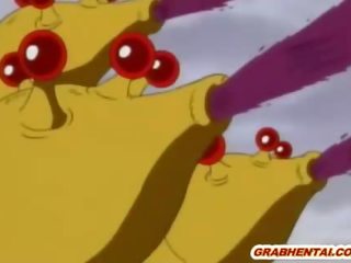 Hentai girls caught and gorgeous drilled by monster tentacles