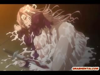 Energický japonská anime brutálně chapadlo kohouty v prdeli a připojenými opčními a