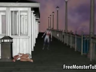 3D Redhead enchantress Gets Fucked Outdoors By A Zombie