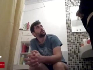 Shitting and cleaning the genitals in the toilet before fucking