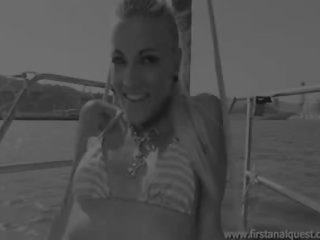 While our yacht was bouncing on the waves, Jordanne was bouncing on a rock hard penis until it covered her heated tanned