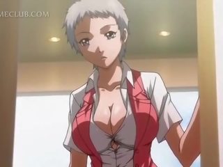 Shorthaired hentai young lady boobs teased by her fabulous GF